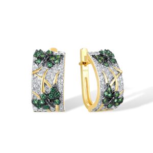 Santuzza 925 Sterling Silver Butterfly Dangle Earrings Green Spinel White Cubic Zirconia Drop Earring 14K Yellow Gold Plated Jewelry