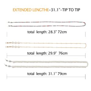 HALUNHL 6PCS Eyeglasses Chains For Women,Womens Beads Eyeglass Necklace，Eyeglass Chains，Pearl Eyeglass Chains