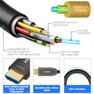 EVAIO 8K Fiber Optic HDMI Cable 100 FT, HDMI 2.1, 48Gbps, eARC, 8K@60Hz, 4K@120Hz, Compatible with RTX 3080/3090, Xbox Series X, PS5 etc