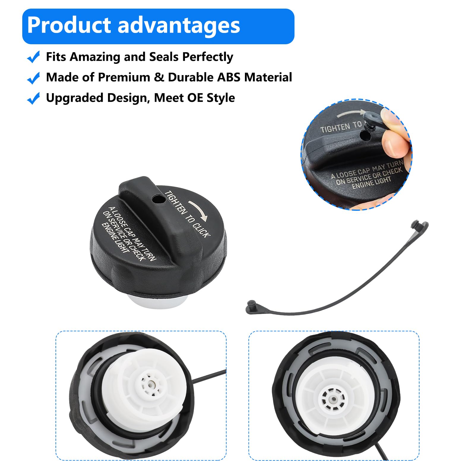 Gas Cap Replacement for 2003-2018 Jeep Wrangler JK Gas Cap 2003 2004 2005 2006 Jeep Wrangler TJ Fuel Cap Replace 52030387AA 52030387AB 52100552AG Fuel Tank Filler Cap