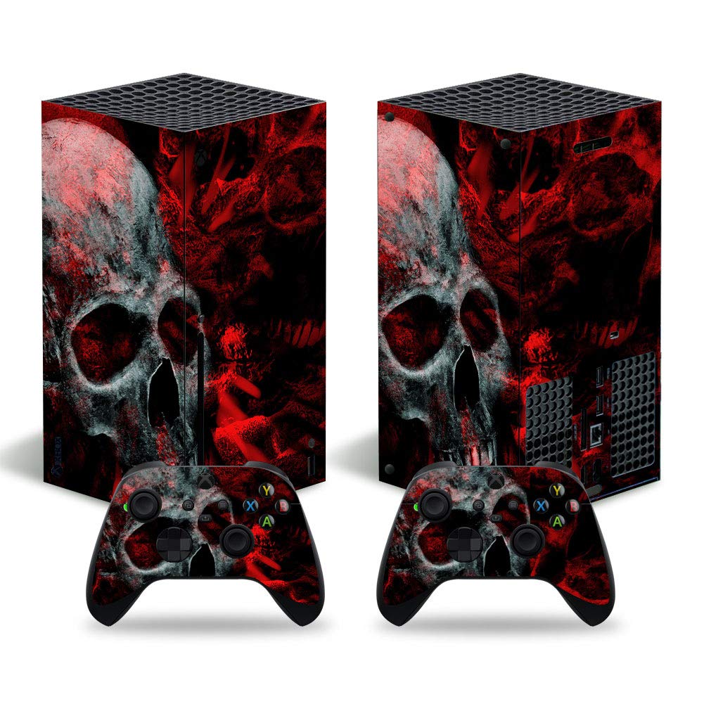 DOMILINA Full Body Vinyl Skin Stickers Decal Cover for Series X Console & Controllers(Blood Skull)