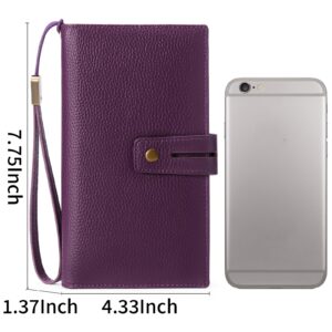 SENDEFN Women's Wallet Large Capacity RFID Blocking Leather Wallets Credit Cards Organizer with Checkbook Holder