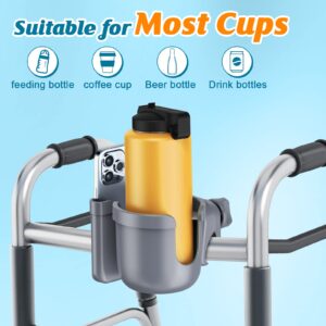 Guiseapue Stroller Cup Holder with Phone Holder, Bottle Holder for Wheelchair, Walker, Bike, Stroller Accessories for Uppababy, Nuna, Doona Stroller, Gifts for Her, Him, Kids (Grey)