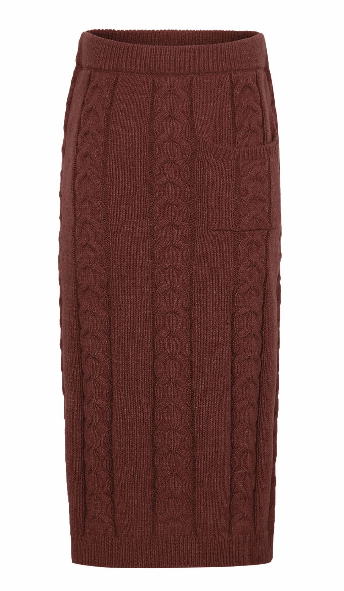 CHARTOU Women's Winter Chunky Cable Knit Long Skirt 2 Piece Outfit Sweater Sets (X-Large, Wine Red)