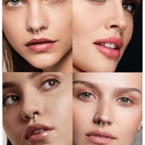 Cisyozi 16G Clear Plastic Septum Rings Jewelry Flexible Silicone Horseshoes Septum Nose Eyebrow Smiley Lip Ring Hoop Cartilage Helix Rook Daith EarringS Piercing Jewelry Retianer Women Men Work Sport