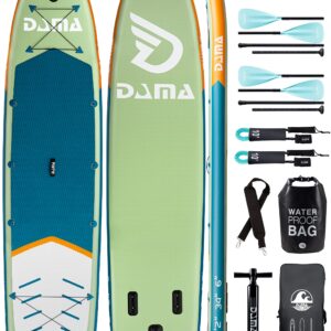 DAMA 12'2''*34''*6'' Couple Paddle Board Big Sup Board Traveling Board Wide Paddle Boards Stand Up Paddle Board Fishing Board w/Paddle Board Accessories, Pack Bag, Floating 4pcs Kayak Paddle and Pump