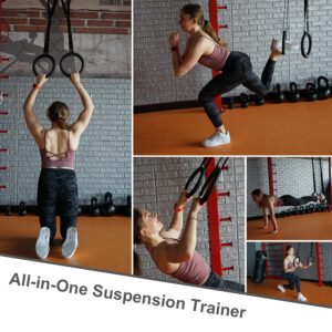 Gymnastic Rings with Adjustable Straps, Gymnastics Rings for Men with Anti-slip Tape, All-in-One Suspension Trainer Straps, Strong Buckle Pull Up Rings with Straps for Gym, Exercise, Workout, Crossfit