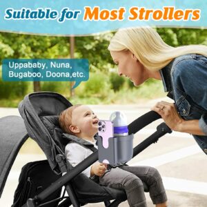 Guiseapue Stroller Cup Holder with Phone Holder, Bottle Holder for Wheelchair, Walker, Bike, Stroller Accessories for Uppababy, Nuna, Doona Stroller, Gifts for Her, Him, Kids (Grey)