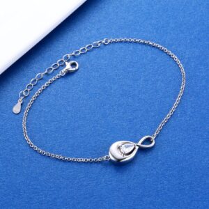 Sterling Silver Infinity Urn Bracelet for Ashes - S925 Teardrop Cubic Zirconia Cremation Keepsake Jewelry Gift for Women Loss Loved One