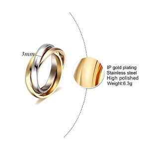 MYNENEY Women Minimalist Promise Ring Triple Interlocked Rolling Rings Size 4-45