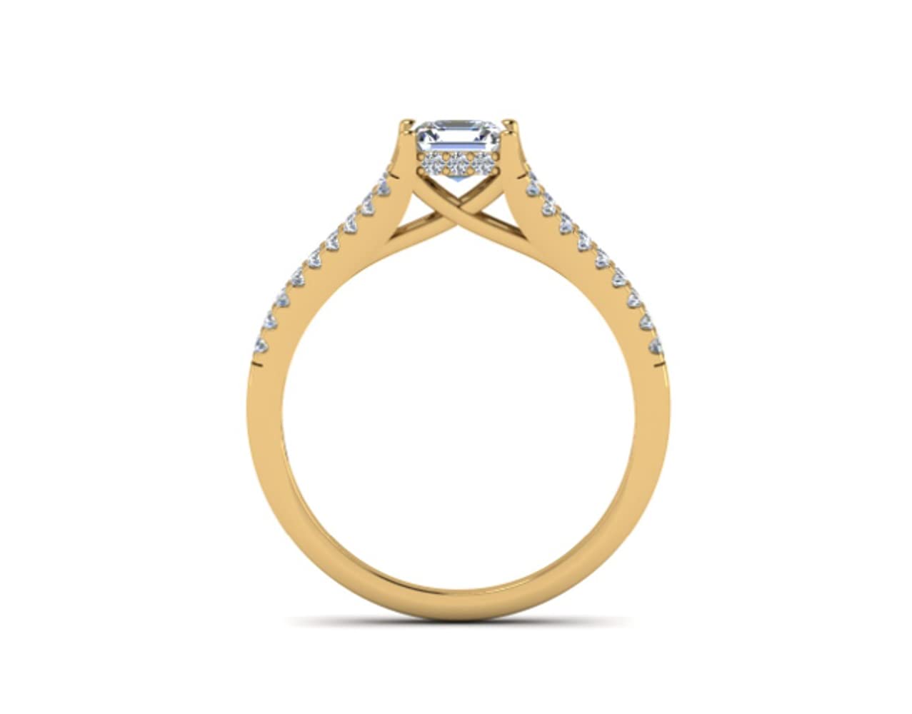 Rosie Collection Split Shank Asscher Shape Simulated Diamond 14K Yellow Gold Over 925 Sterling Silver Engagement Ring 6