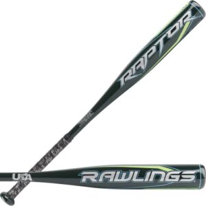 Rawlings RAPTOR USA Baseball Bat | -10 | 1 Pc. Aluminum | Dark Green | 26 inch