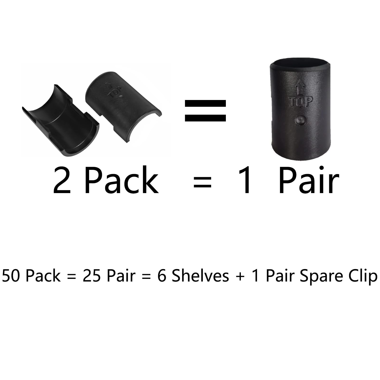 Wire Shelf Clips Shelving Sleeves - 50 Pack Shelf Lock Clips for 1" Post- Shelving Sleeves Replacements for Wire Shelving System