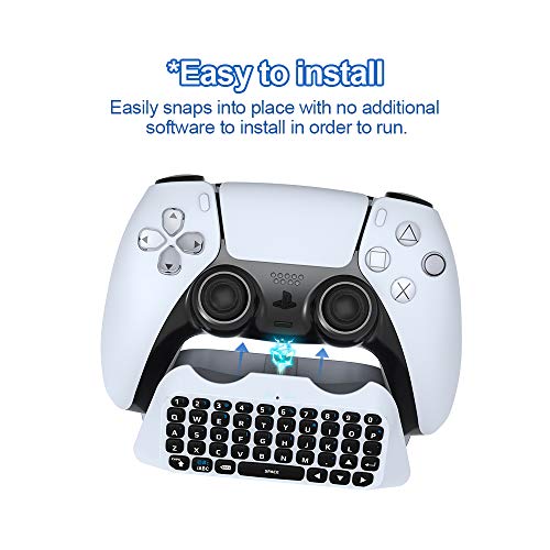 Donop Wireless Bluetooth Keyboard for PS5 Controller, Built-in Speaker & 3.5mm Audio Jack (White)