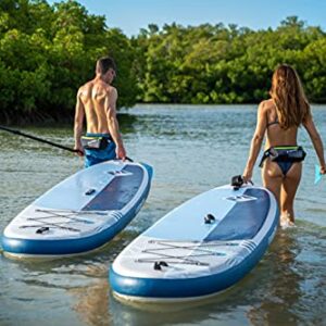 Boardworks Lūnr Inflatable Stand-Up Paddle Board (iSUP) | SUP Package Includes Three Piece Paddle, Carry Bag, Leash, Phone Case and Pump (SUP) Complete Kit | 10’5”, Blue/White