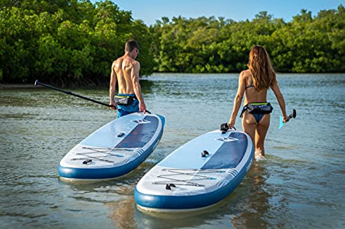 Boardworks Lūnr Inflatable Stand-Up Paddle Board (iSUP) | SUP Package Includes Three Piece Paddle, Carry Bag, Leash, Phone Case and Pump (SUP) Complete Kit | 10’5”, Blue/White