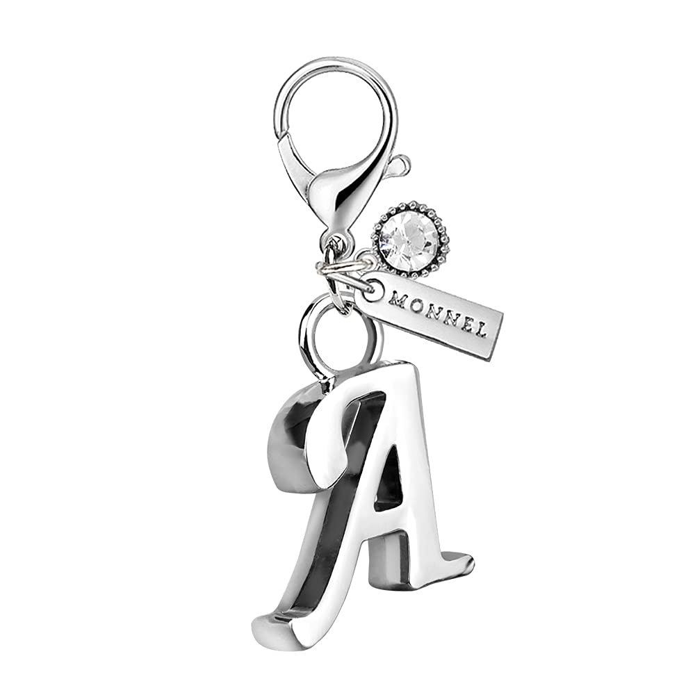 Monnel MC202 Alphabet Thick Letter A Lobster Clasp Charm Pendant with Velvet Bag (1 piece)