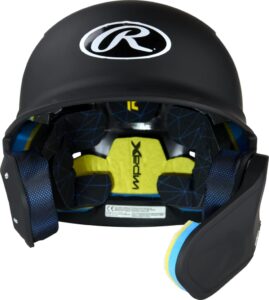 rawlings | mach adjust batting helmet with extension flap | right hand batter | senior (6 7/8" - 7 5/8") | matte black