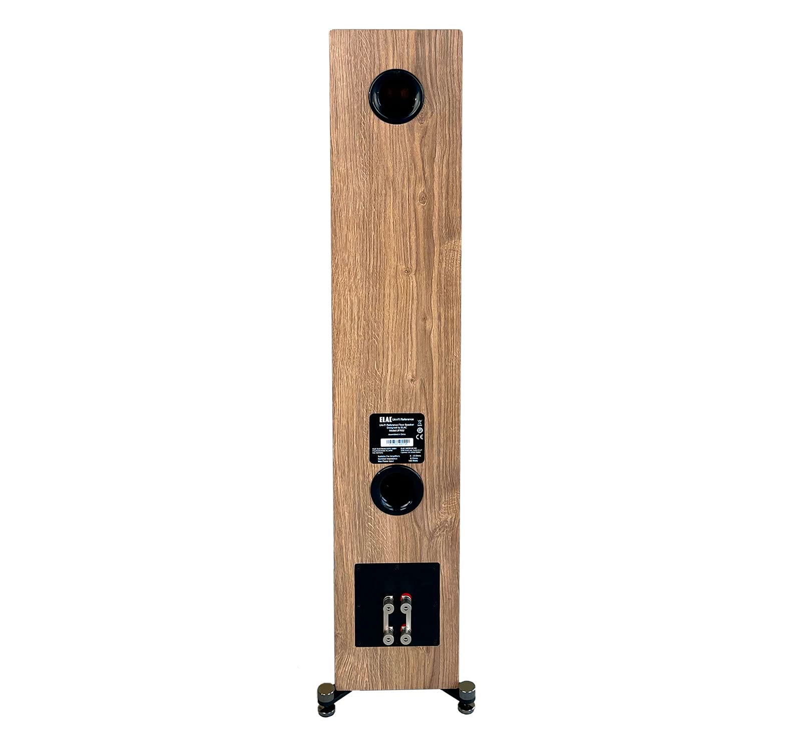 ELAC Uni-Fi Reference 3-Way 5-1/4" Floor Standing Speaker, Oak or Walnut Tower Speaker for Home Theater and Stereo System, White Baffle with Oak Sides