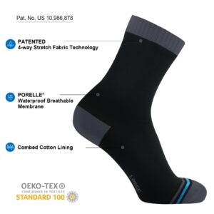 DexShell Essential Waterproof Socks Hiking Walking Cotton Inner for Men and Women, Jet Black Grey, Ankle Unisex Medium