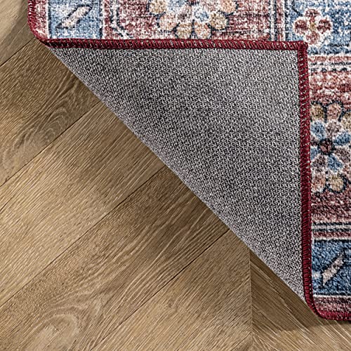 nuLOOM Zena Medallion Machine Washable Ultra Thin Area Rug, 8x10, Rust