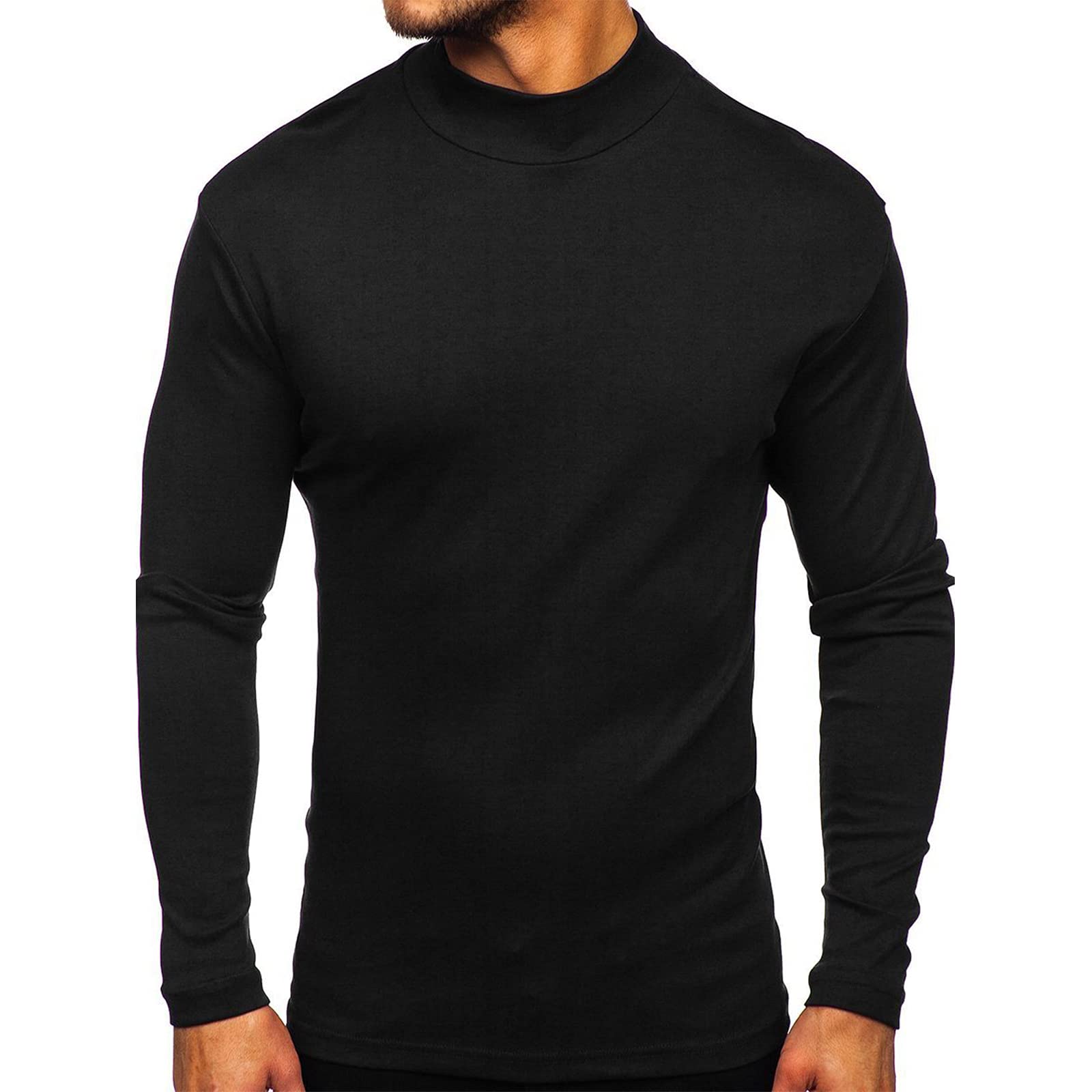 Rela Bota Mens Half Turtleneck Long Sleeve Pullover Basic Designed Undershirt Stretch Slim Fit Sweaters Black