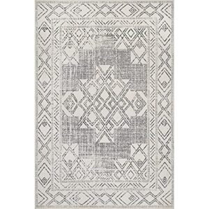 nuLOOM Mia Machine Washable Geometric Medallion Ultra Thin Area Rug, 8' x 10', Light Grey