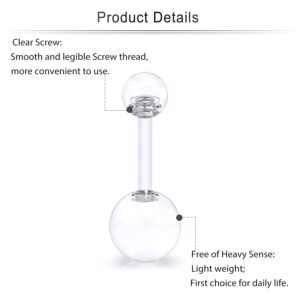 Cisyozi 16G Clear Plastic Nose Rings Stud Piercing jewelry Retainer Work Sport Surgery Silicone Lip Septum Eyebrow Belly Nipple Tongue Ring Cartilage Tragus Earrings Hoop Industrial Piercing Jewelry