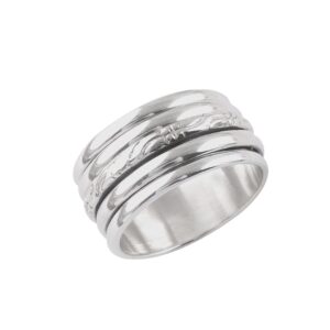 Beautiful 925 Sterling Silver Spinner Ring, Designer Hand Carver Spin Ring, Thumb Ring, Meditation Ring, (7.5)