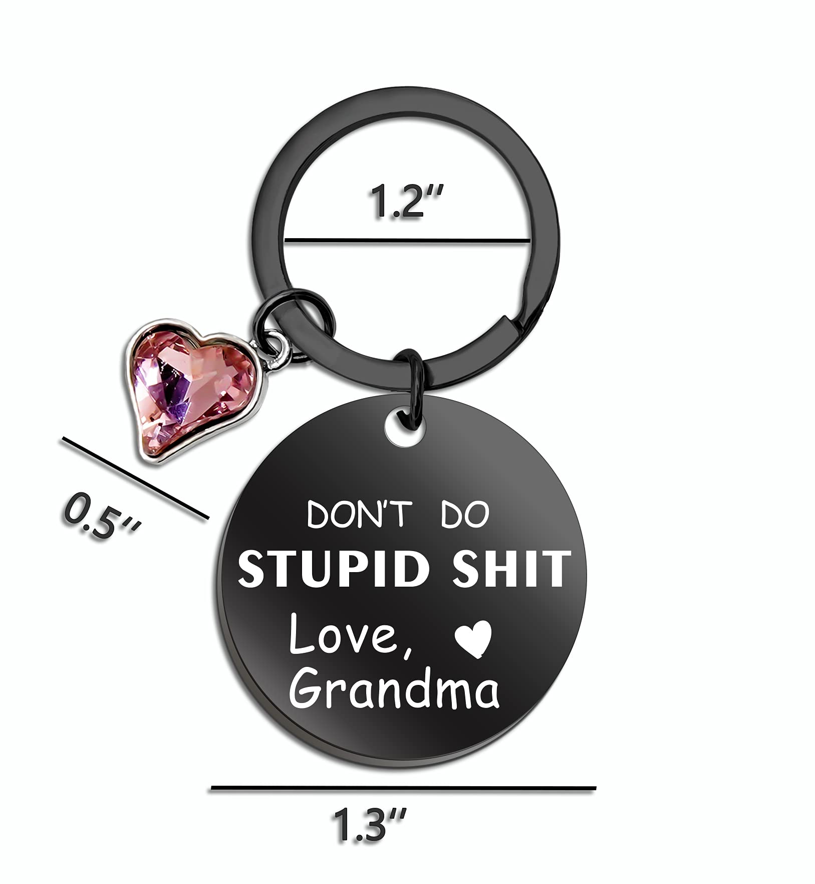 Funny Birthday Gifts for Grandson Granddaughter from Grandma Don't Do Stupid Keychain Funny Sarcasm Gift for Women Men Friend Teenager Boy Girl Humor Gag Gifts Grandma to Kid Stocking Stuffer