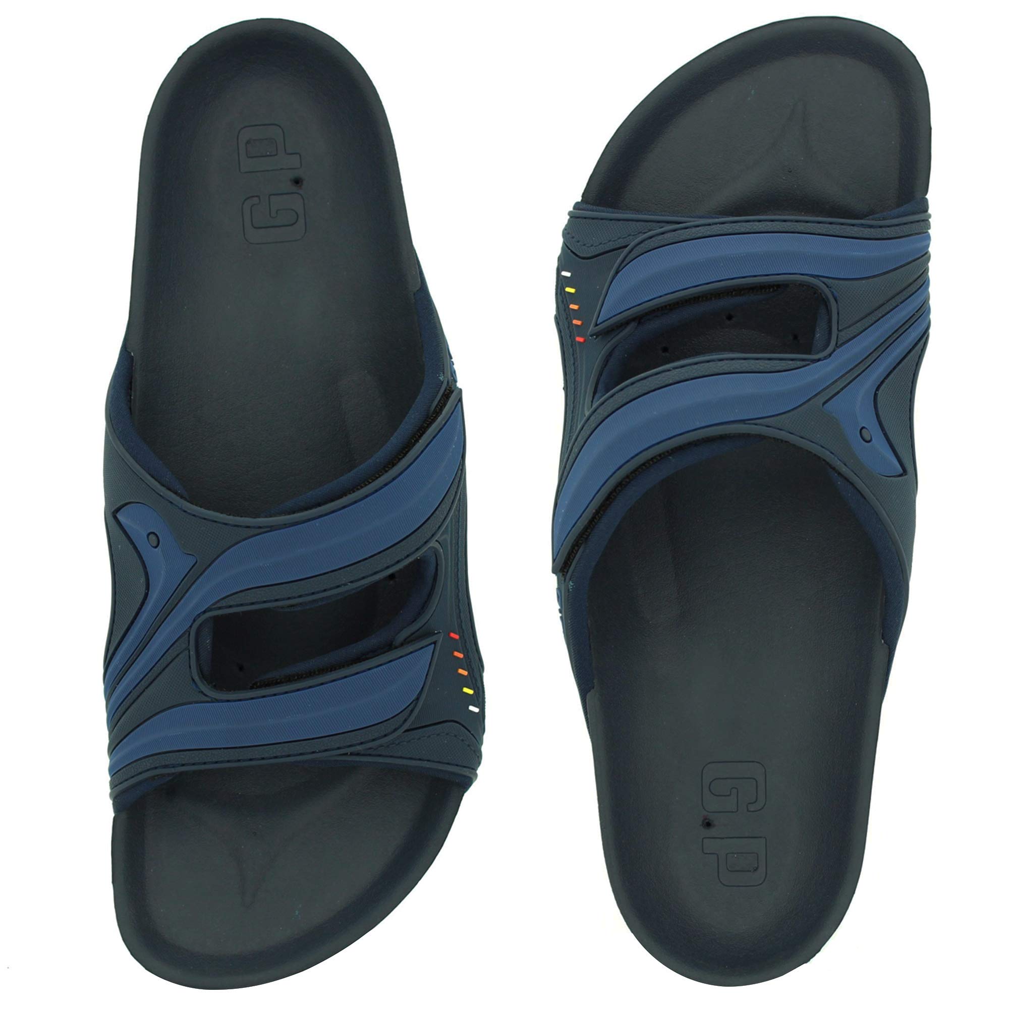 Gold Pigeon Shoes GP Pirogue Orthoheel Slide Sandal: 9030 Navy, Women Size 13 & Men Size 11-11.5 (9030-navy-44)