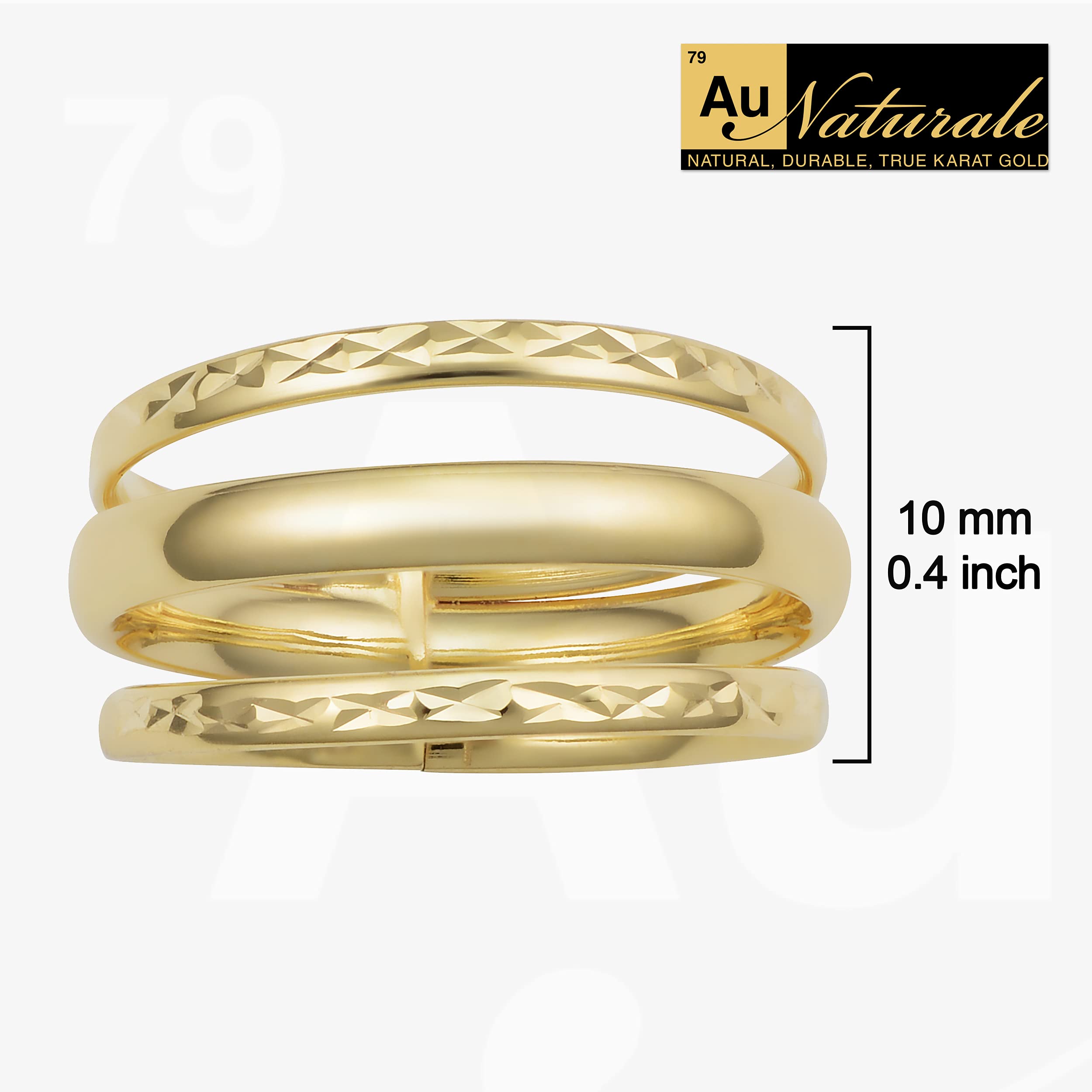 10k Yellow Gold High Polish Diamond-cut Triple Stacked Band Ring (size 6)