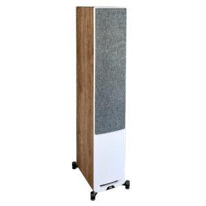 ELAC Uni-Fi Reference 3-Way 5-1/4" Floor Standing Speaker, Oak or Walnut Tower Speaker for Home Theater and Stereo System, White Baffle with Oak Sides