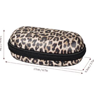 MoKo Unisex PU Protective Eyeglasses Case, Leopard, Zipper, 6.69x3.66x2.28in, 3.27oz