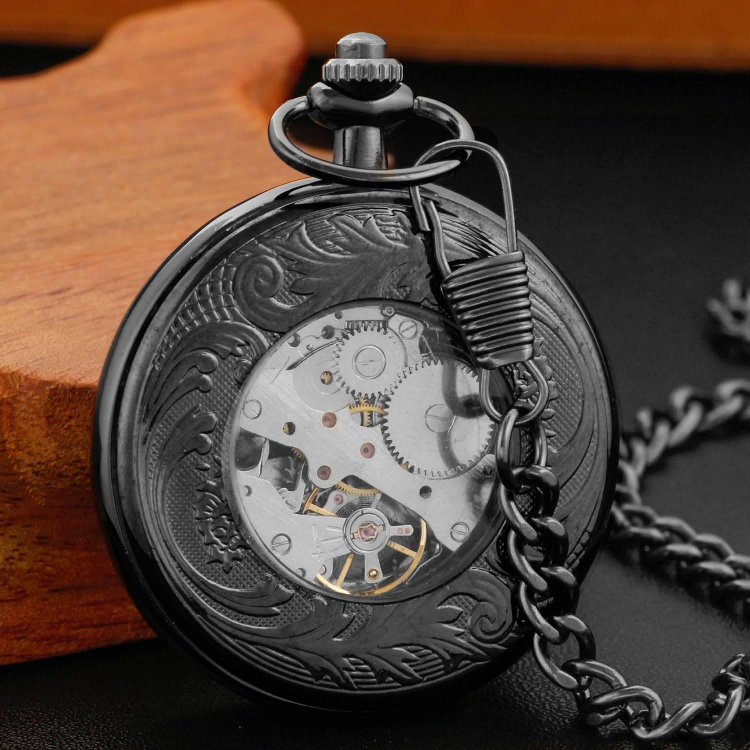 Retro Mechanical Pocket Watch Hand Winding Steampunk Roman Numerals Fob Watch