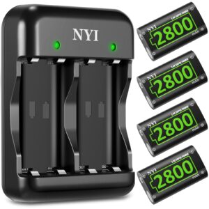 2800mah controller battery pack for xbox one/xbox series x/xbox one s/xbox one x/xbox one elite, nyi 4 x 2800 mah high power rechargeable ni-mh batteries kit with charger