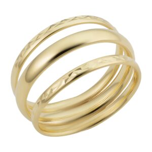 10k Yellow Gold High Polish Diamond-cut Triple Stacked Band Ring (size 6)