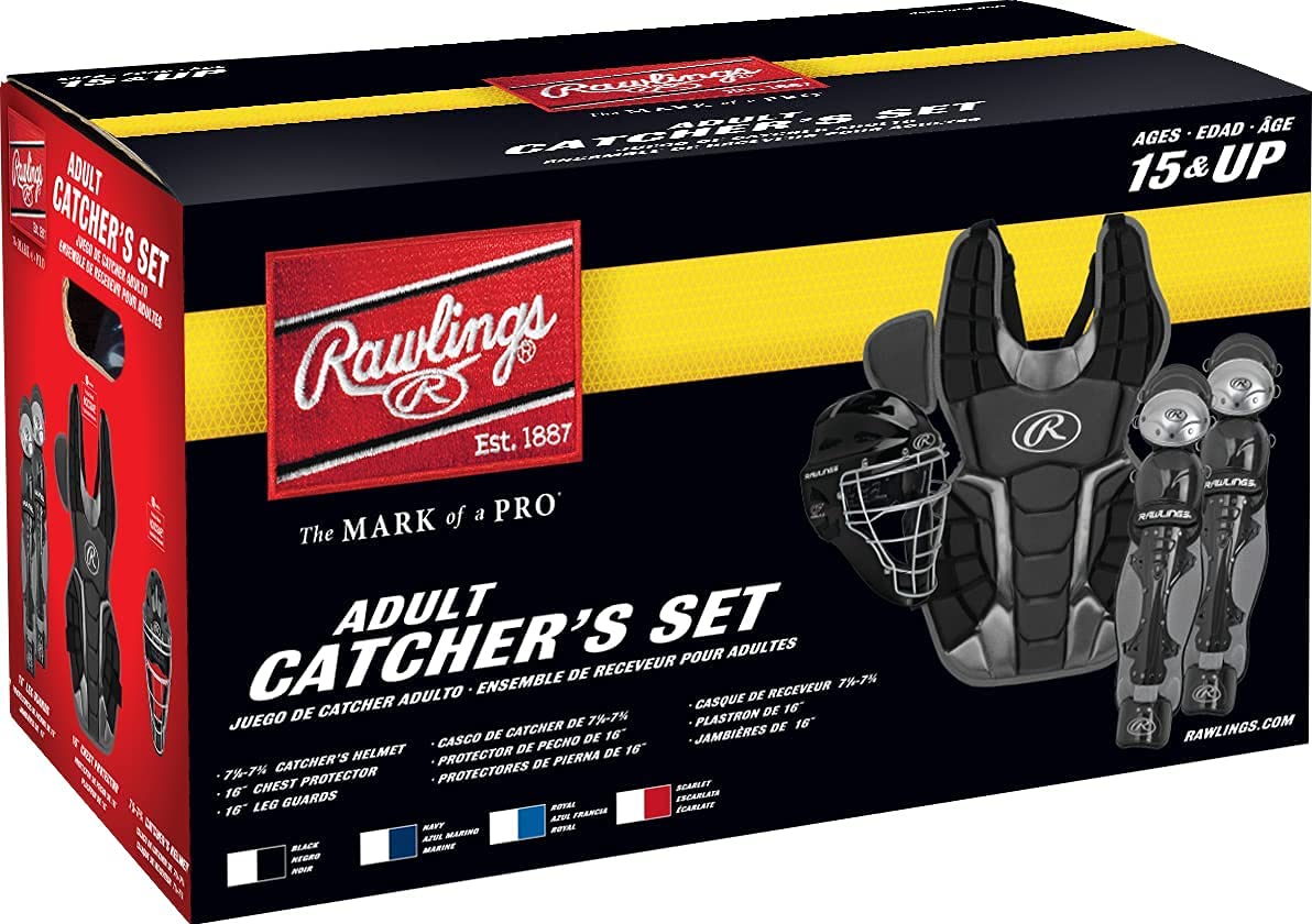 Rawlings | RENEGADE 2.0 Catcher's Set | Baseball | NOCSAE Certified | Adult 15+ | Scarlet/Silver