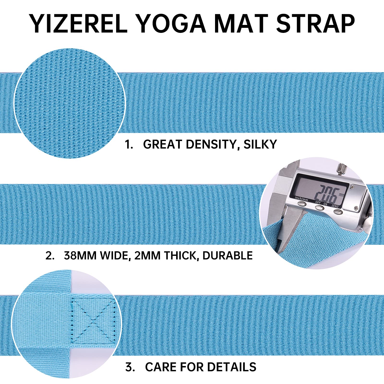 2 Packs Yoga Mat Strap for Carrying, Yoga Mat Carrier, Adjustable Yoga Mat Sling for Yoga Mat Exercise Mat, Extra Thick Durable Comfy Silky Multi-Purpose Strap, Strap Only