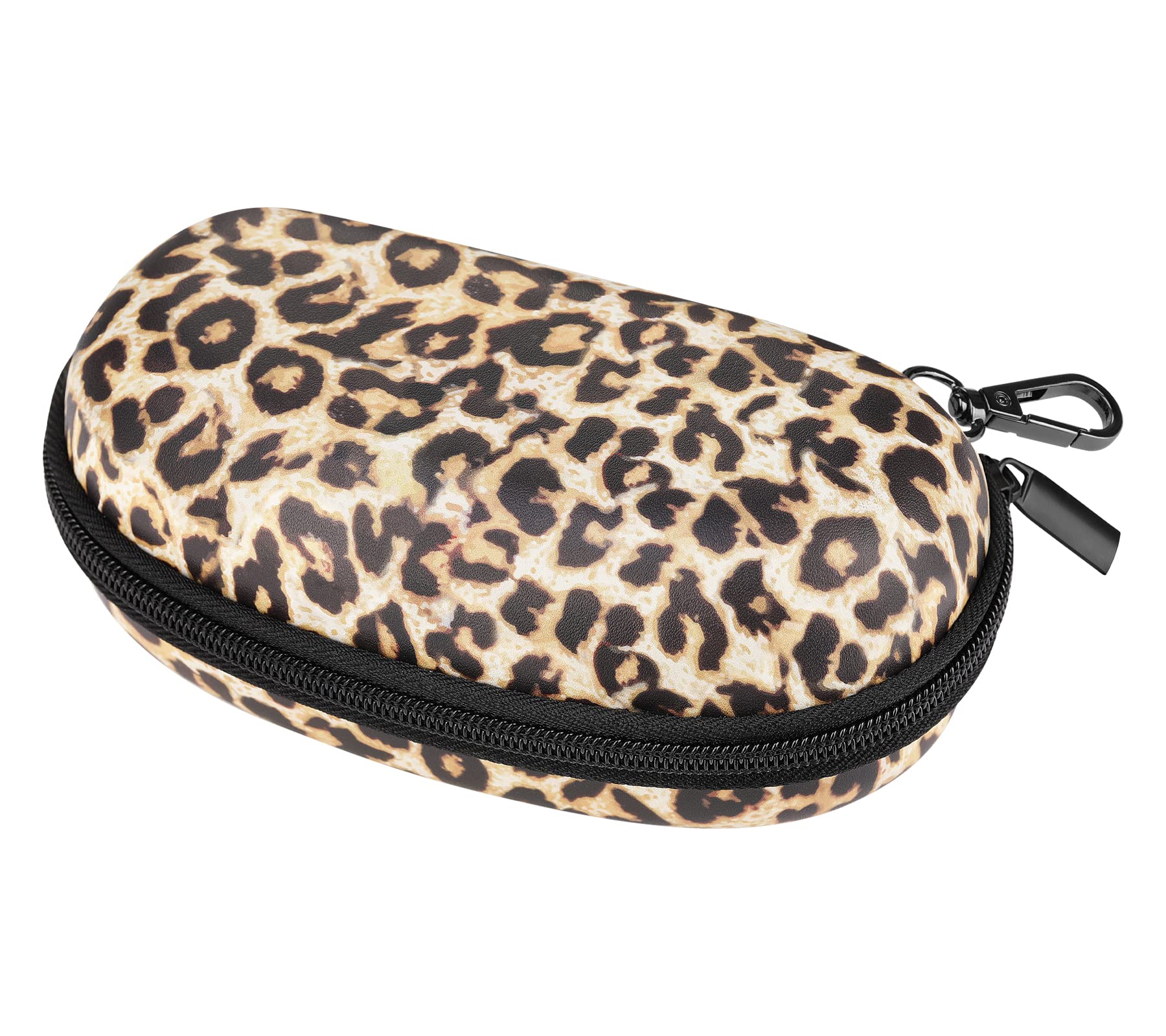 MoKo Unisex PU Protective Eyeglasses Case, Leopard, Zipper, 6.69x3.66x2.28in, 3.27oz