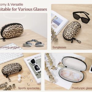 MoKo Unisex PU Protective Eyeglasses Case, Leopard, Zipper, 6.69x3.66x2.28in, 3.27oz