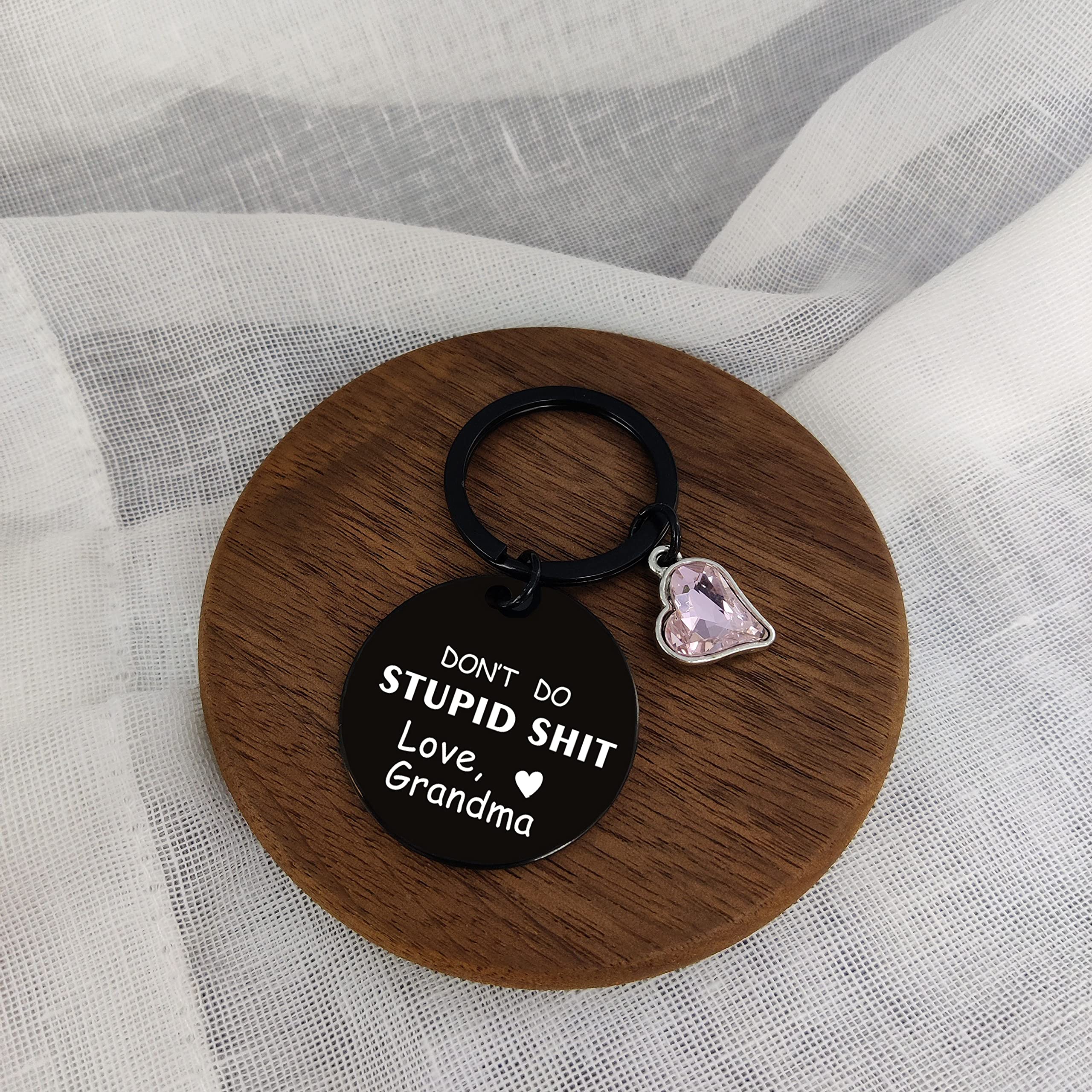 Funny Birthday Gifts for Grandson Granddaughter from Grandma Don't Do Stupid Keychain Funny Sarcasm Gift for Women Men Friend Teenager Boy Girl Humor Gag Gifts Grandma to Kid Stocking Stuffer