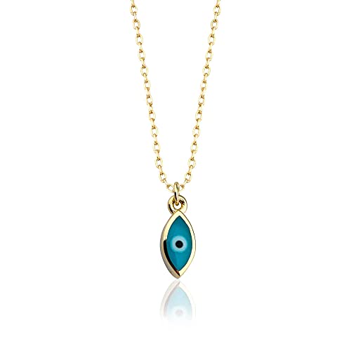 jewelryist Gold Evil Eye Necklace 14k | Blue Evil Eye Jewelry for Women | Good Luck Necklaces for Girls | Minimalist Evil Eye Necklace | Graduation Gift for Daughter | 18" Necklace Length