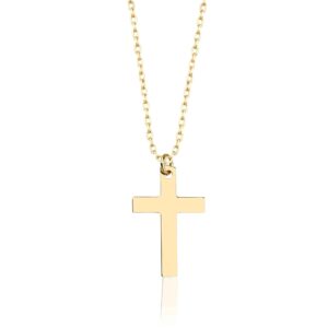 jewelryist 14k solid gold cross necklace for women | 18" necklace length | 0.80mm adjustable rolo chain