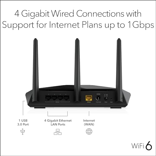 NETGEAR Nighthawk WiFi 6 Router (RAX30) 5-Stream Dual-Band Gigabit Router, AX2400 Wireless Speed (Up to 2.4 Gbps), Coverage Up to 2,000 sq.ft. and 20 Devices