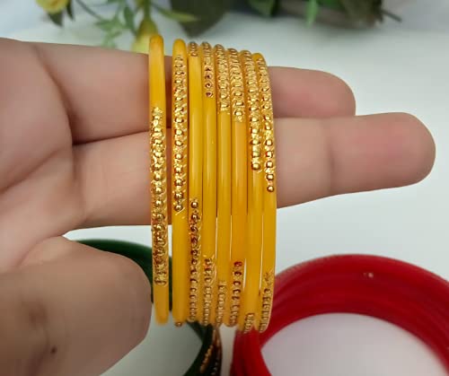 Laal Amrood Glass Bangles For Women & Girls Indian Jewelry Multi Color Chudi Set (24 Bangles)