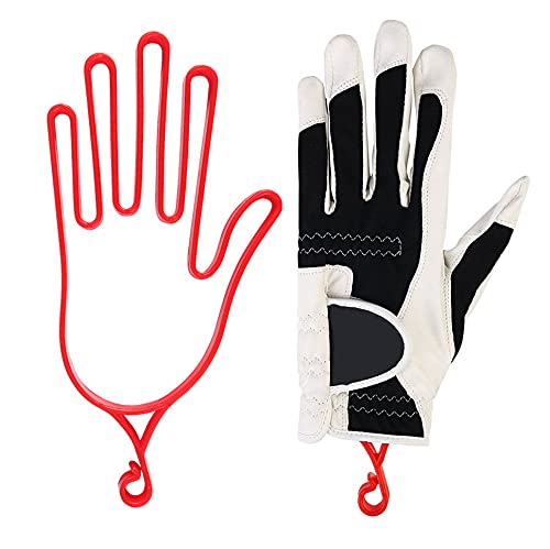 QWEQWE 1 Pair Golf Gloves Stretcher, Plastic Golf Gloves Holder Golf Gloves Keeper Hanger Dryer Shaper Support for Golf Gloves Accessories, Red