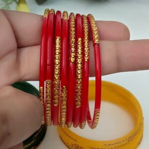 Laal Amrood Glass Bangles For Women & Girls Indian Jewelry Multi Color Chudi Set (24 Bangles)