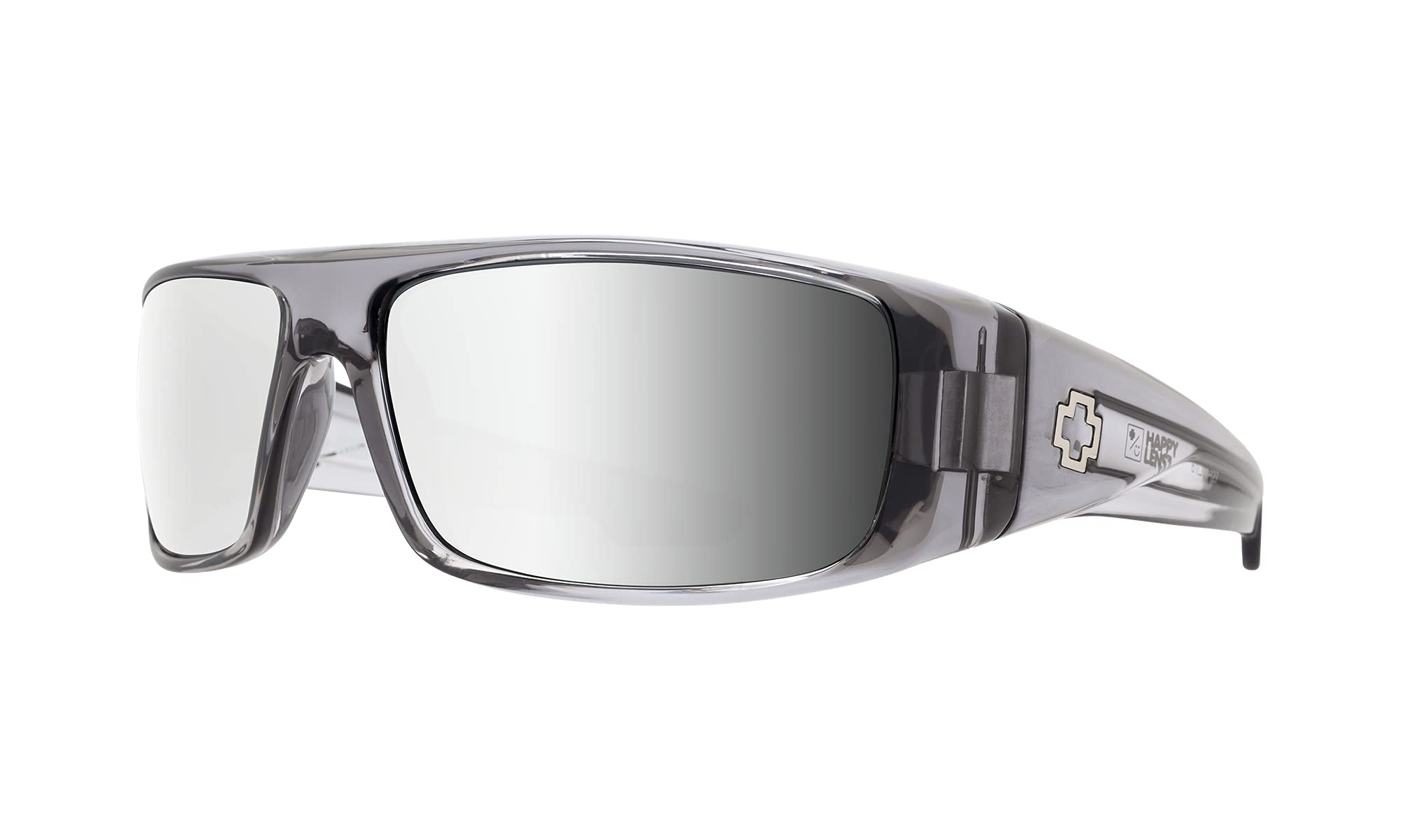 SPY Logan 670939204352 Clear Smoke/HD Plus Gray Green with Silver Mirror Rectangtle Sunglasses for Men for Women 61… + BUNDLE with Designer iWear Eyewear Kit