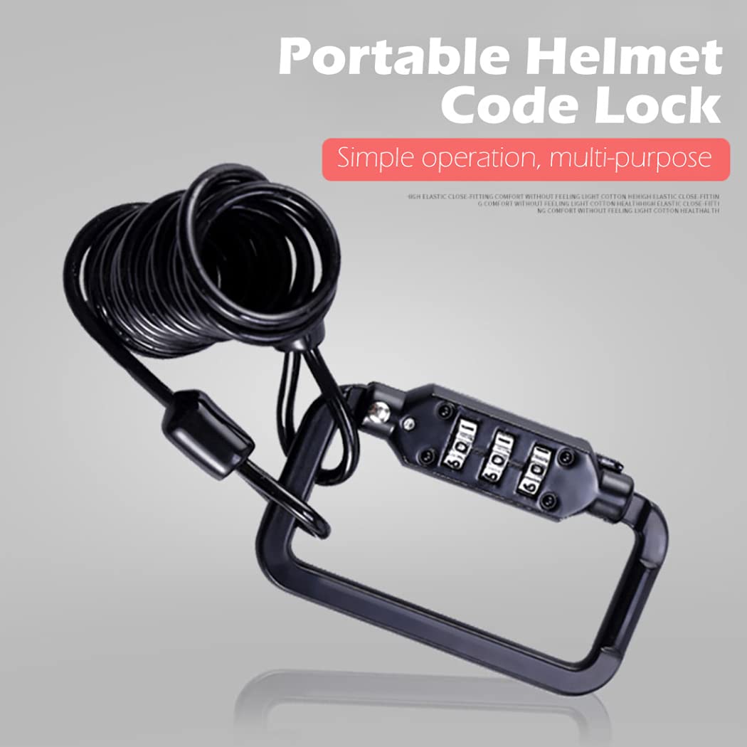 Hometu Motorcycle Helmet Lock with Cable - Heavy Duty Universal 4-Digit Combination Cable Lock Caribeaner for Bike Luggage Backpack